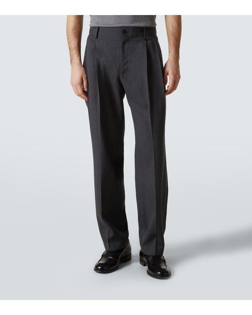 Dolce & Gabbana Black Wool-Blend Straight Pants for men