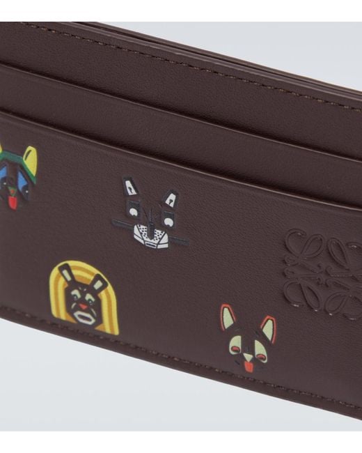 Loewe Brown X Louis Wain Leather Card Holder for men