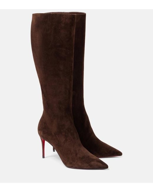 Christian Louboutin Brown Stiefel Pumppie 85 Aus Veloursleder