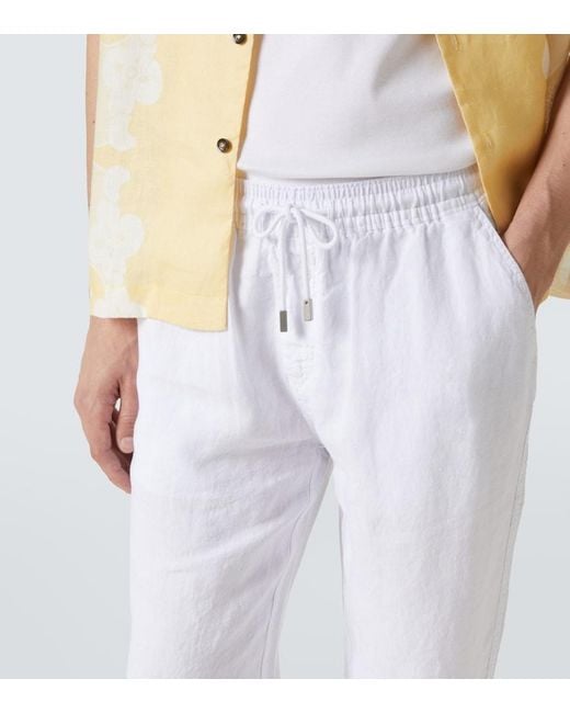 Vilebrequin White Linen Drawstring Pants for men
