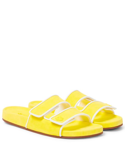 Loro Piana Waikiki Suede Sandals in Lemon Sorbet/White (Yellow) | Lyst