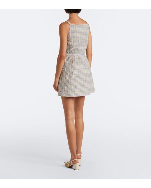 Markarian Gray Skye Plaid Seersucker Minidress