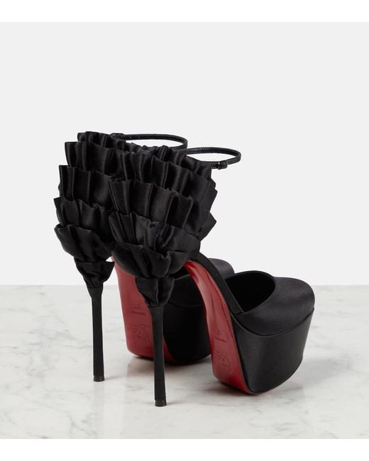 Christian Louboutin Black Maria Frou Alta Satin Platform Pumps