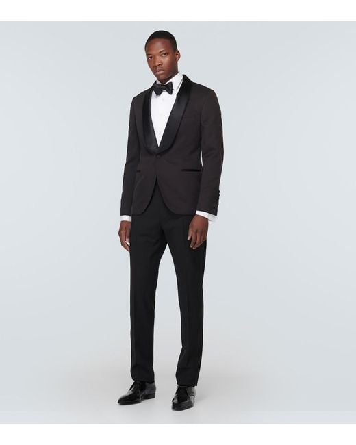 Brunello Cucinelli Black Single-Breasted Silk Tuxedo Jacket for men