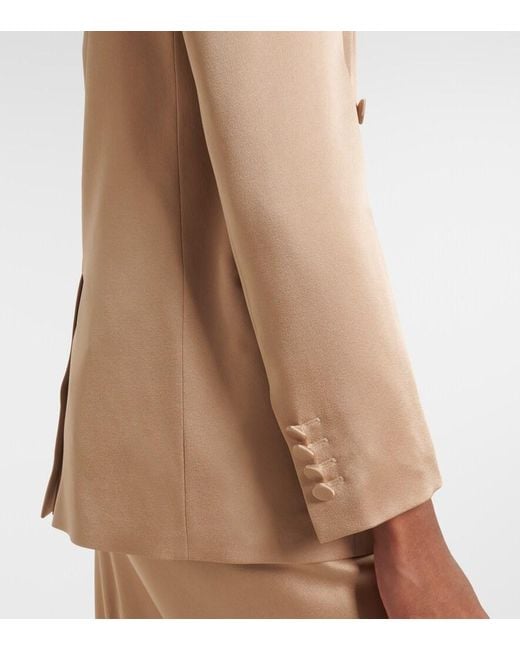 Max Mara Natural Arca Double-Breasted Satin Blazer