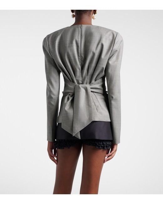 Magda Butrym Gray Draped Wool Blouse
