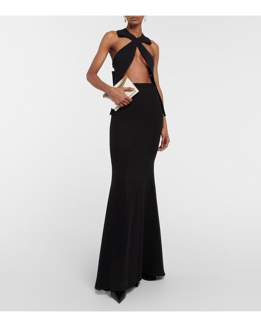Maticevski Black Cross Leaf Halterneck Cutout Top