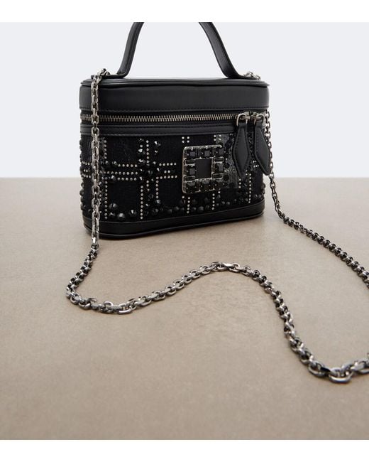 Roger Vivier Black Tres Vivier Micro Crystal-Embellished Vanity Bag