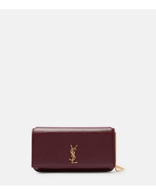 Saint Laurent Red Cassandre Leather Phone Pouch