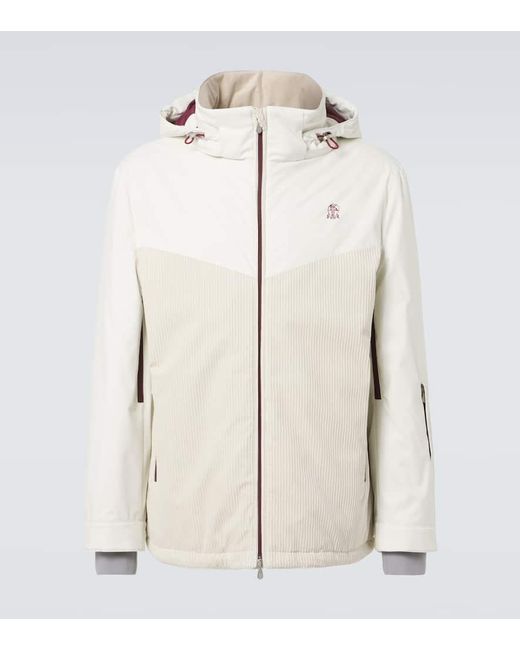 Brunello Cucinelli Natural Technical Hooded Ski Jacket for men