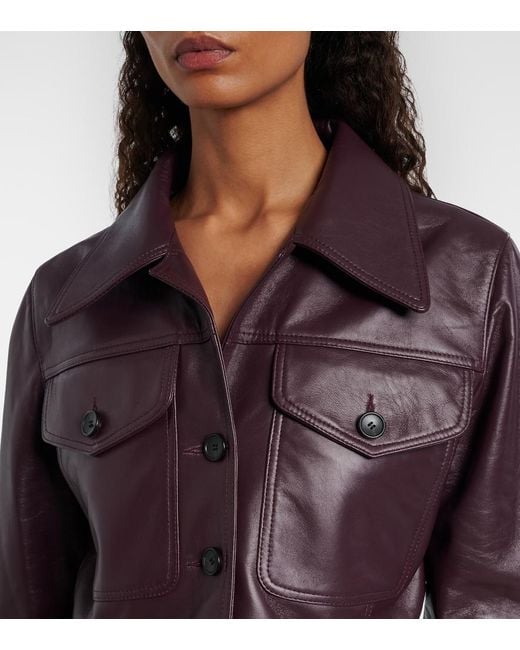 Emilia Wickstead Red Nics Cropped Leather Jacket