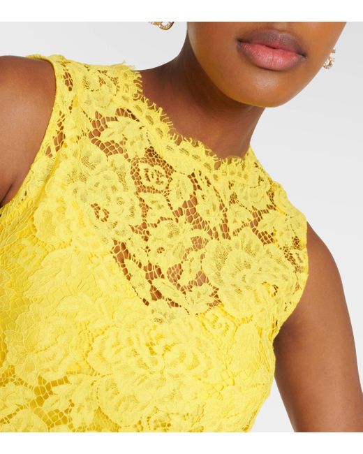 Dolce & Gabbana Yellow Floral Lace Top