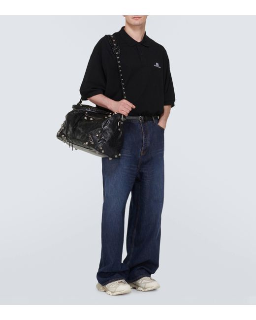 Balenciaga Black Le Cagole Leather Duffel Bag for men