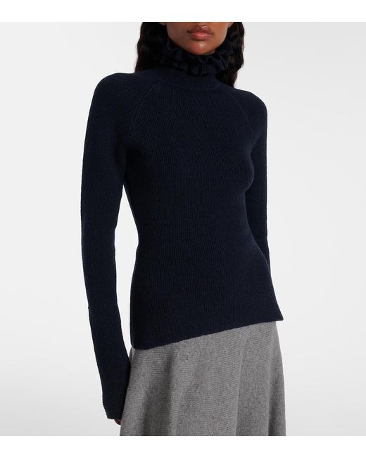 Alaïa Blue Wool And Silk-Blend Turtleneck Sweater