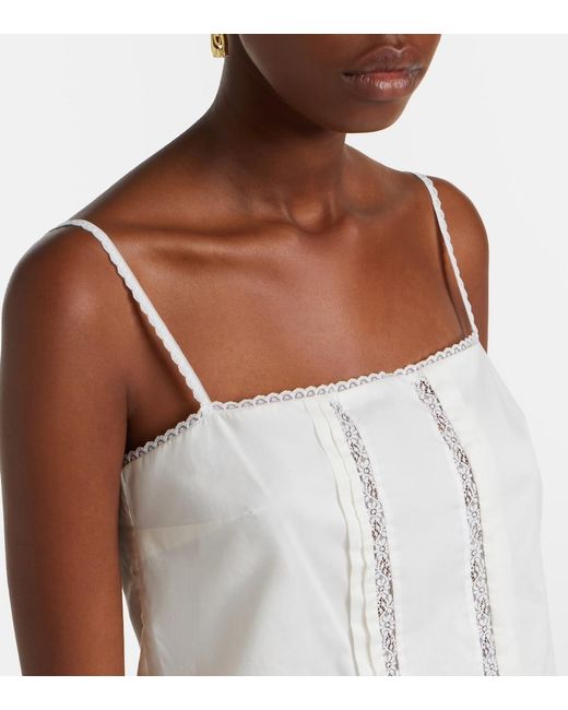 Staud White Corinna Embroidered Cotton Voile Top