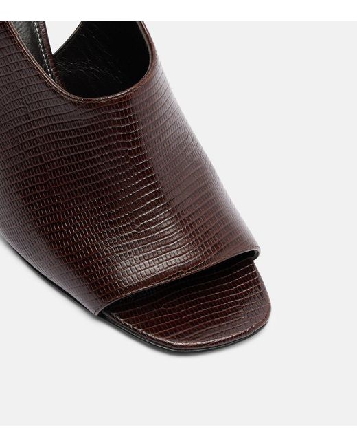 Totême  Black Embossed Leather Slingback Sandals