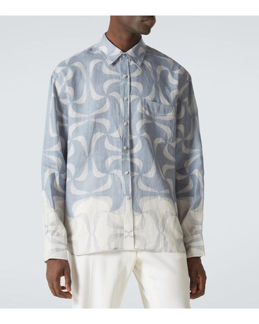 Commas Blue Mantra Printed Linen Shirt for men