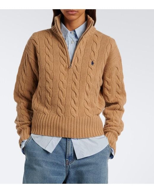 Polo Ralph Lauren Natural Cable-Knit Wool And Cashmere Sweater
