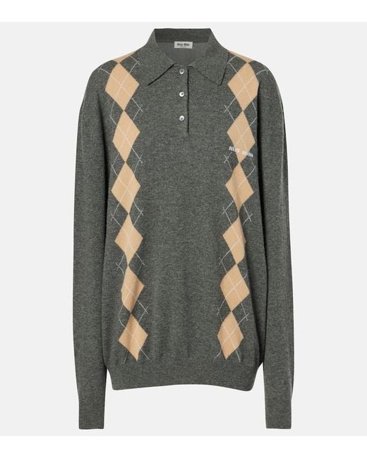 Miu Miu Green Logo Wool And Cashmere Cardigan