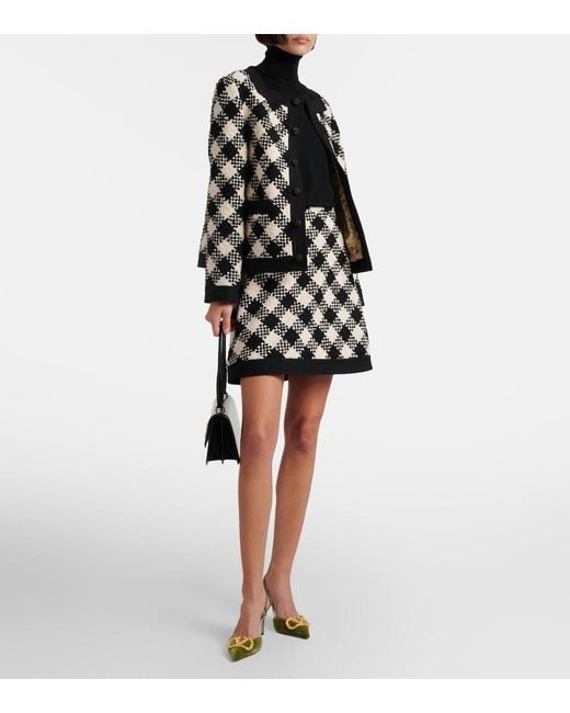 Valentino Black Cotton And Wool-Blend Tweed Miniskirt