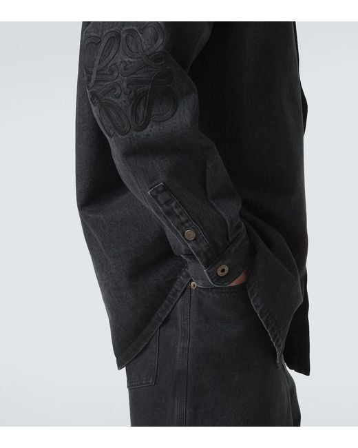 Loewe Black Anagram Denim Overshirt for men