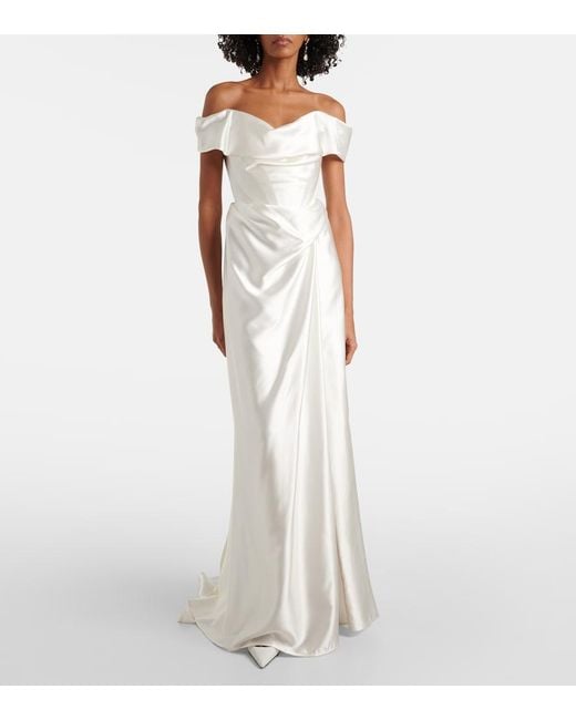 Vivienne Westwood White Bridal Mabel Silk Satin Bustier Gown