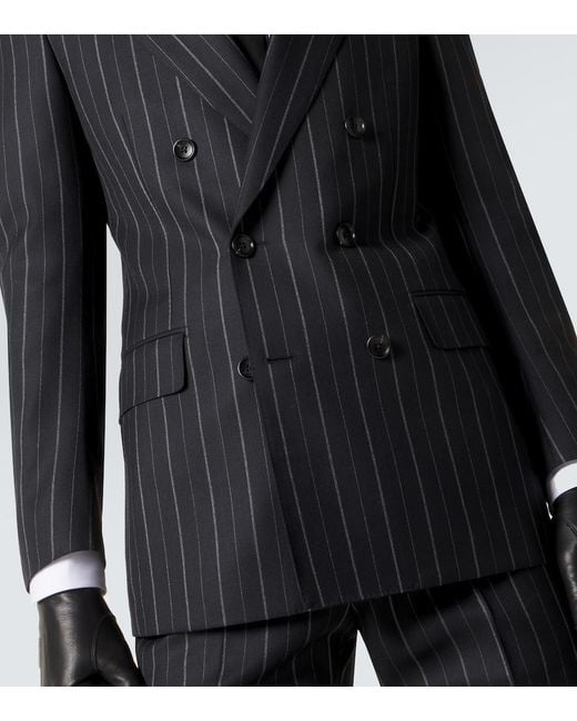 Tom Ford Black Striped Wool Blazer for men