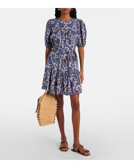 Vestido Corto Rosalie En Mezcla De Algodon Ulla Johnson de color Blue