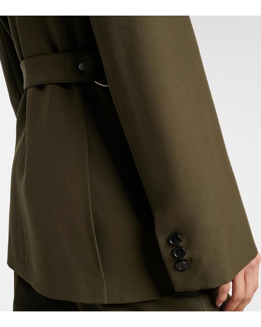 Blazer De Lana Con Cinturon Loewe de color Green