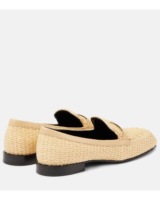 Victoria Beckham Natural Raffia And Leather Loafers