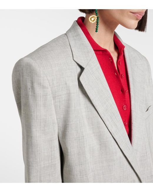 Magda Butrym Gray Oversized Linen And Wool Blazer