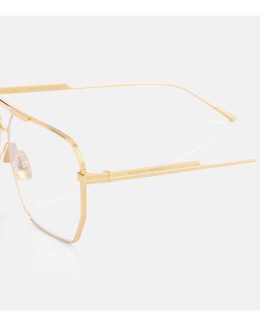 Bottega Veneta White Classic Aviator Glasses