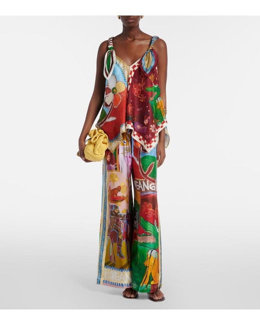 ALÉMAIS Red X Mlak Printed Silk Twill Top