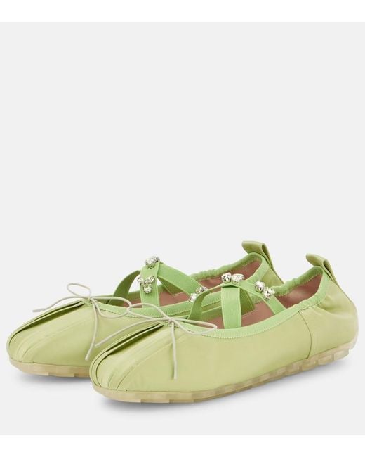 Ballerines Grip En Satin A Ornements Simone Rocha en coloris Green
