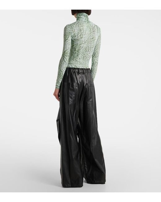 MM6 by Maison Margiela Green Printed Jersey Bodysuit