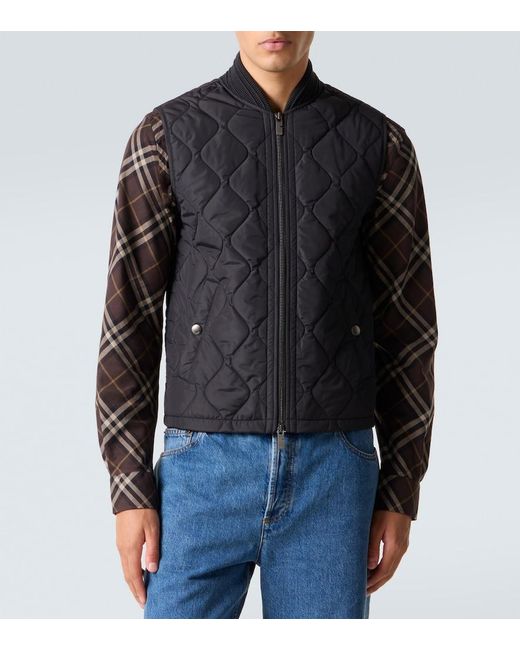 Burberry Black Quilted Vest for men