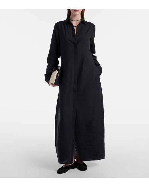 Totême Black Silk-Blend Shirt Dress