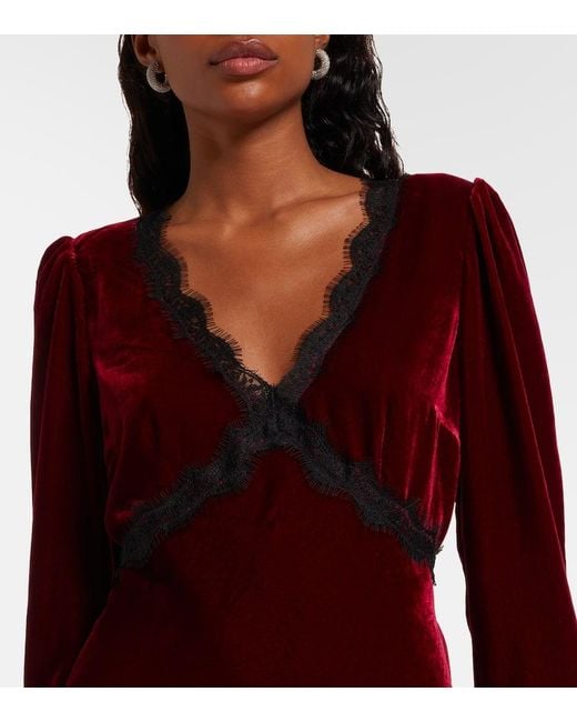 Rixo Red Minikleid Macie Aus Samt Mit Spitze