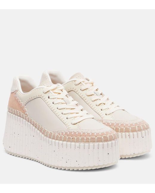Chloé White Plateau-Sneakers Nama Aus Leder
