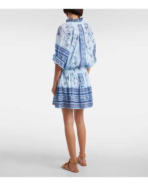 Juliet Dunn Blue Printed Cotton Beach Dress
