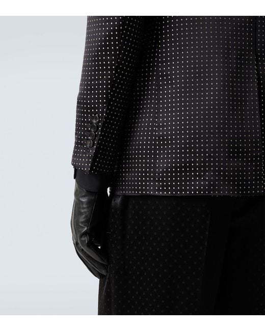 Tom Ford Black Polka-Dot Silk Satin Suit Jacket for men