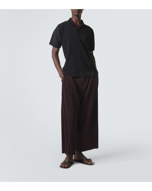 Homme Plissé Issey Miyake Black Basics Pleated Polo Shirt for men