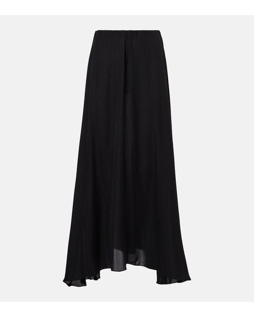 Wardrobe NYC Black Flared Silk Maxi Skirt