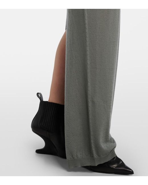 Rick Owens Gray Con Virgin Wool Maxi Dress