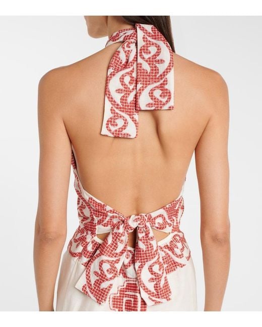 Johanna Ortiz Pink Printed Cotton Midi Dress