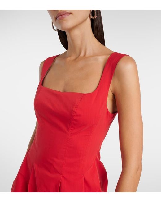 Jonathan Simkhai Red Juni Cotton-Blend Poplin Minidress