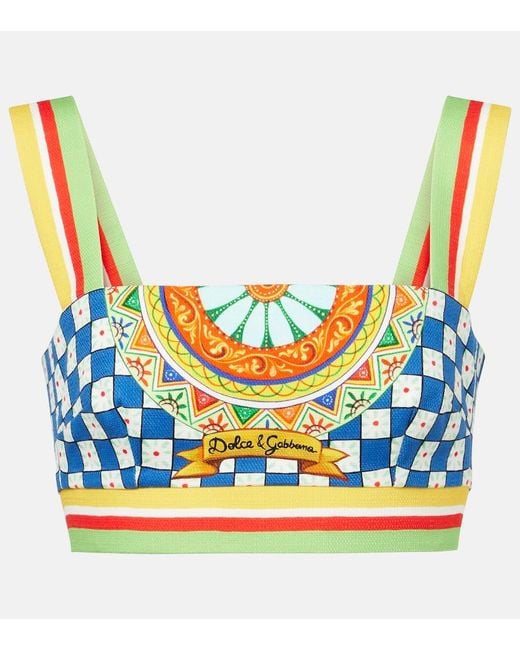 Dolce & Gabbana Blue Cotton Crop Top