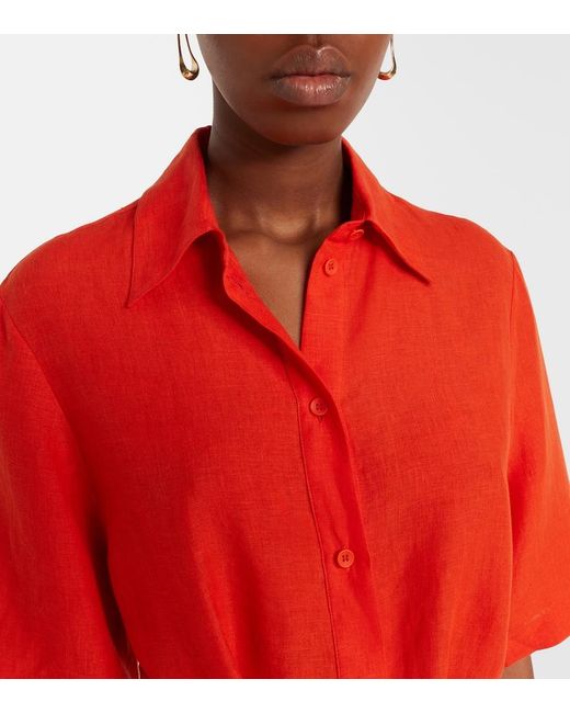 Eres Red Seducteur Linen Shirt Dress