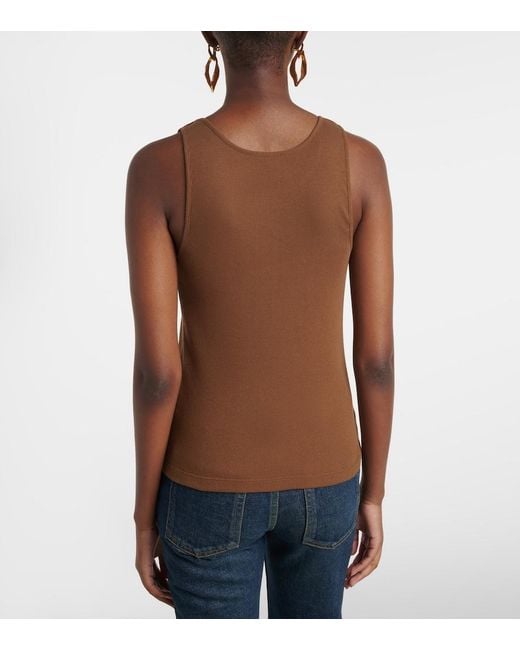 Saint Laurent Brown Cassandre Cotton Jersey Tank Top