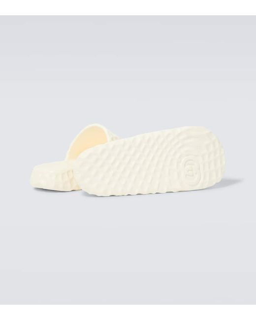 Gucci White Interlocking Logo Ripple Sole Slide for men